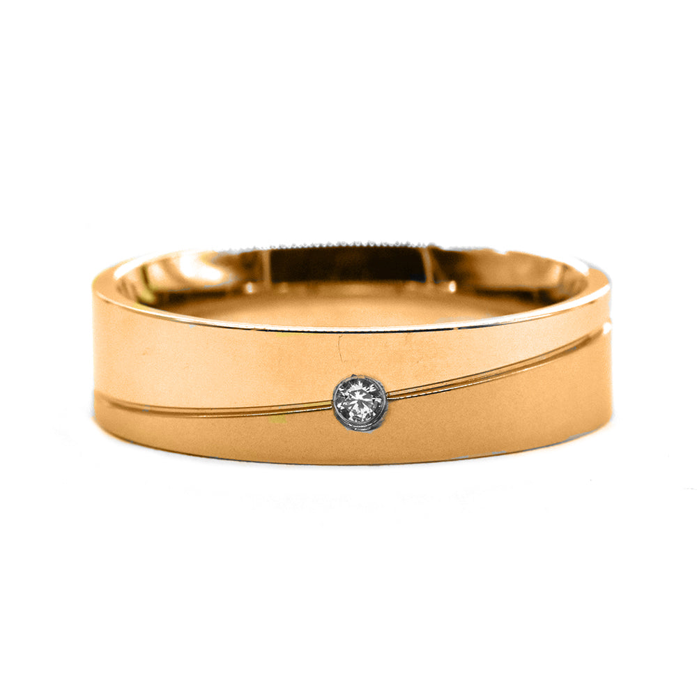 Stainless steel matte and shiny gold plated Cubic Zirconia band ring - SSGR6349