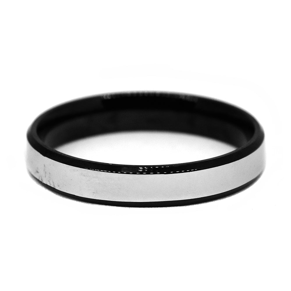 Stainless steel and black plated edging band ring Width 4mm - SSGR7345