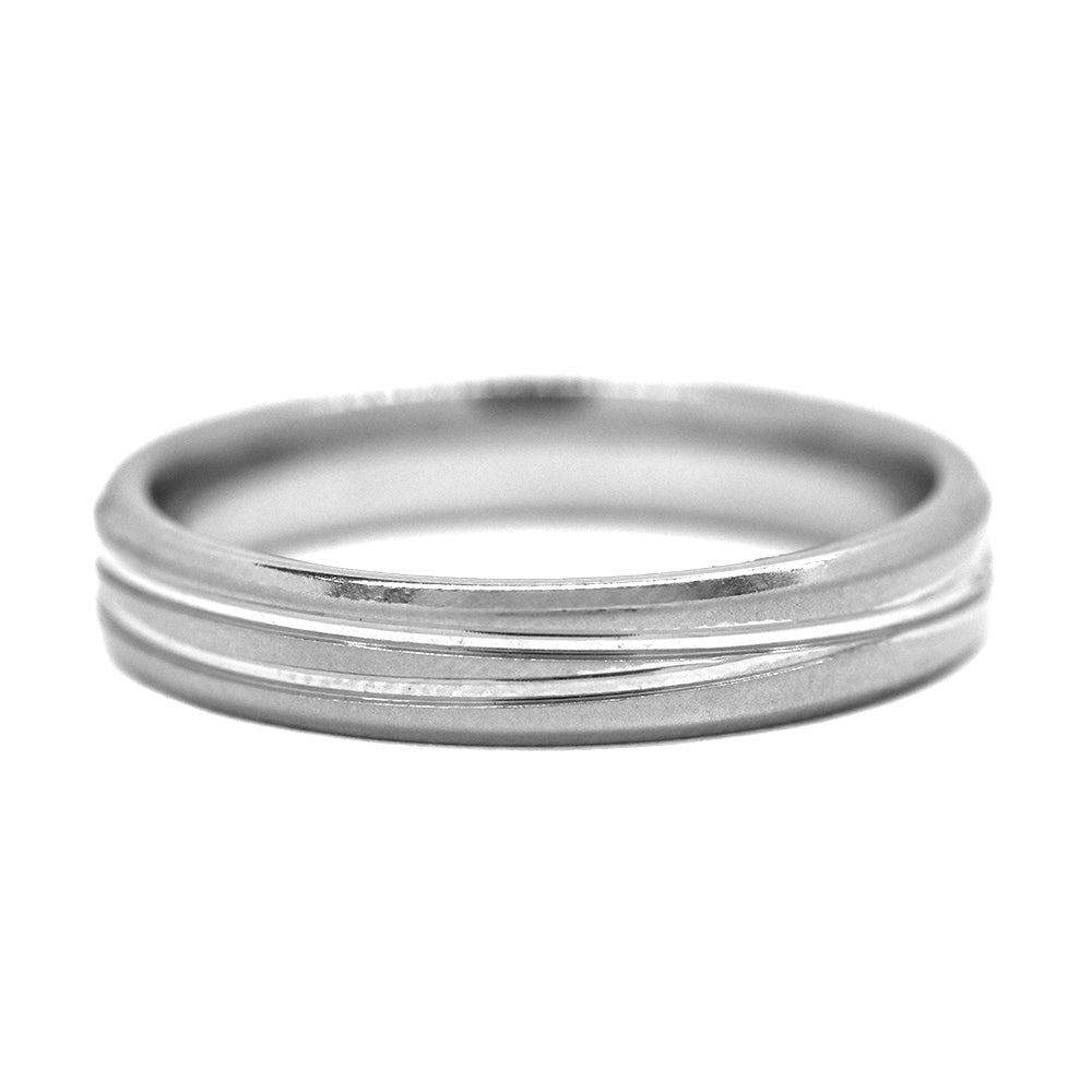 Stainless steel cross over line band ring - SSGR7353