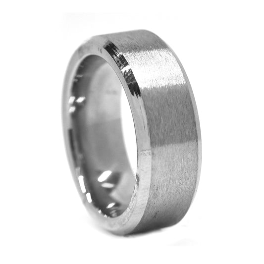 Stainless  steel shiny bevelled edge band ring