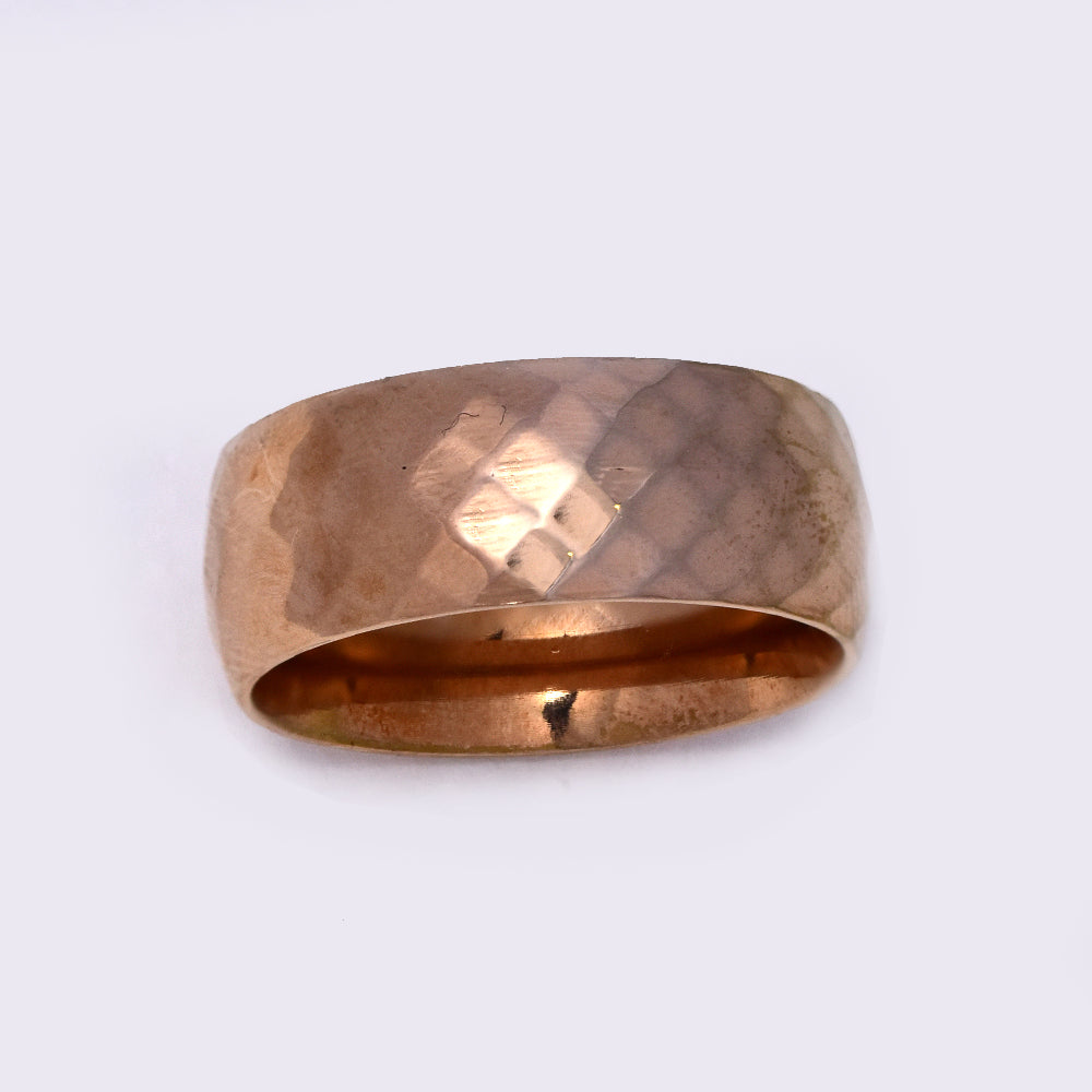 Stainless steel Rose gold hammered diamond ring - SSGR748