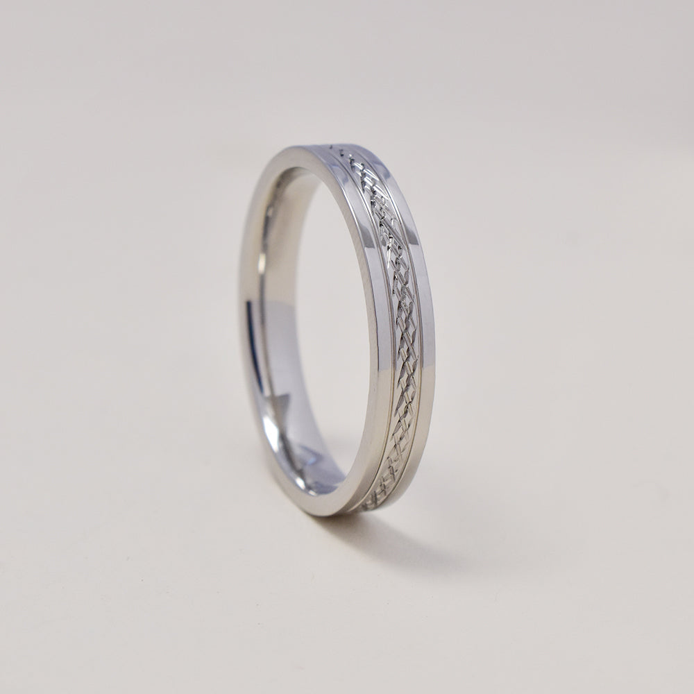 Stainless steel plait pattern band ring Size V - SSGR9464