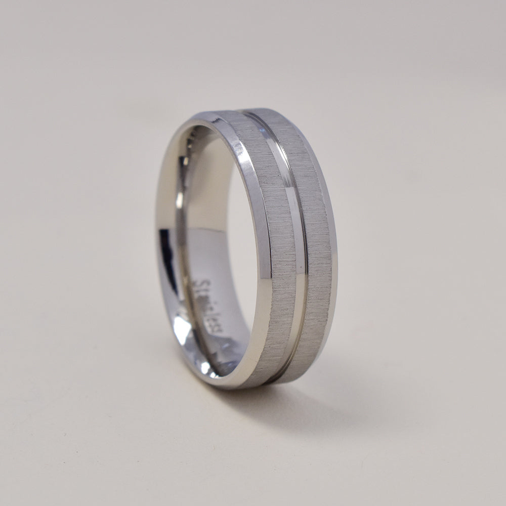 Stainless steel matt and shiny band ring - SSGR9467