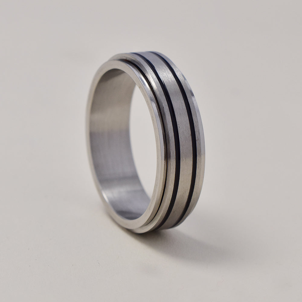 Buy 1 get 1 FREE - Stainless steel 2 tone fidget band ring Size S - SSGR9471