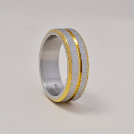 Stainless steel 2 tone band ring