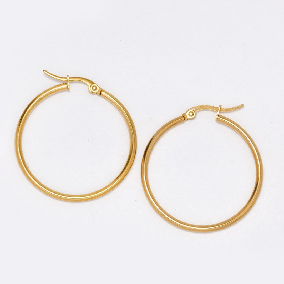 SSHOOP-2X35 - Steel 2mm x 35mm hoop earrings