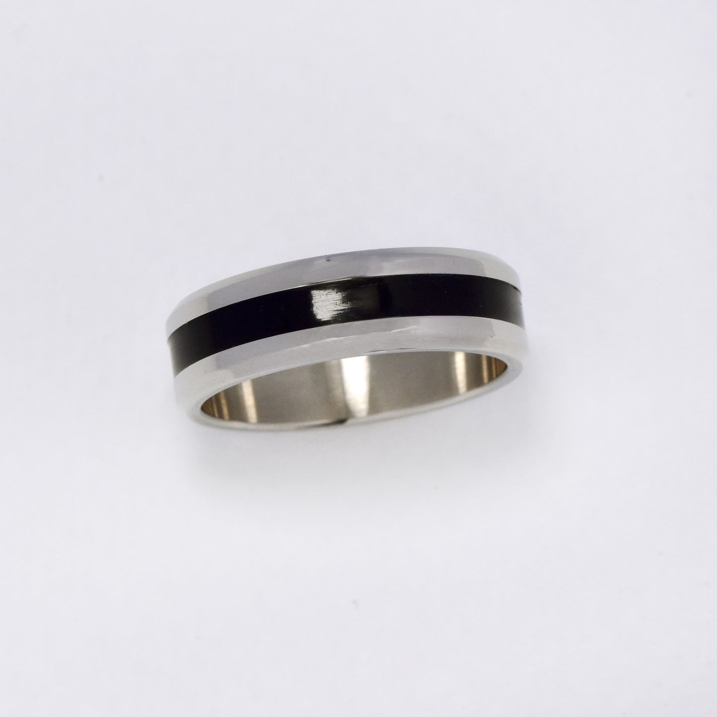 Stainless steel black stripe ring - SSYR2256