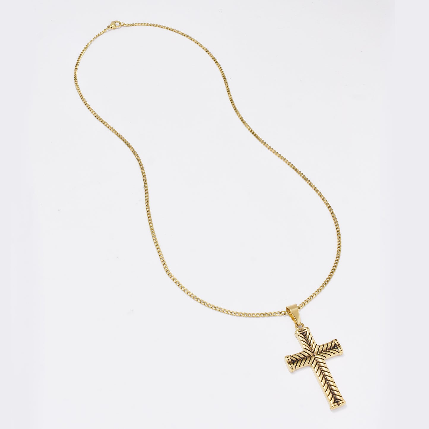 Stainless steel textured cross necklace - SSLN296