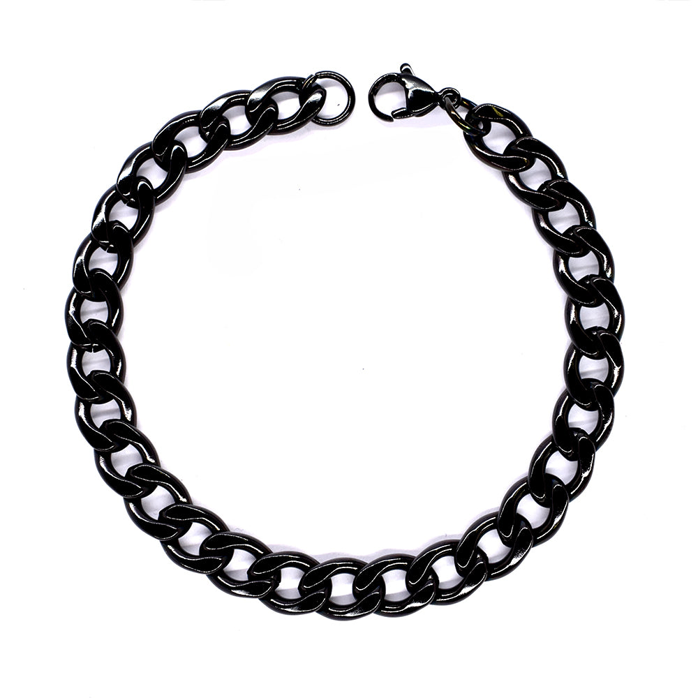 Stainless steel black plated 22cm curb bracelet. 8mm Width - SSMB2103