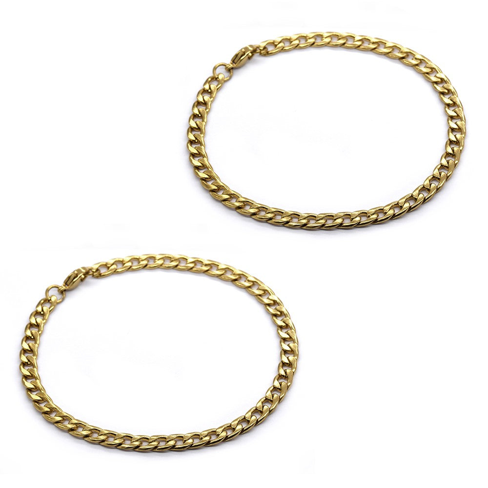 Stainless steel 2 pack 22cm x 5mm curb bracelet - SSMB2854