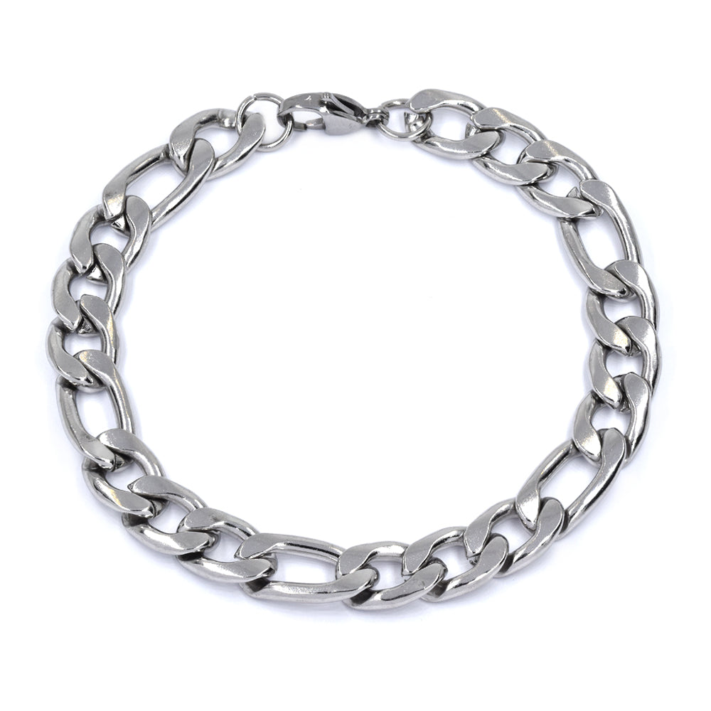 Stainless steel 22cm x 9mm figaro bracelet - SSMB2892