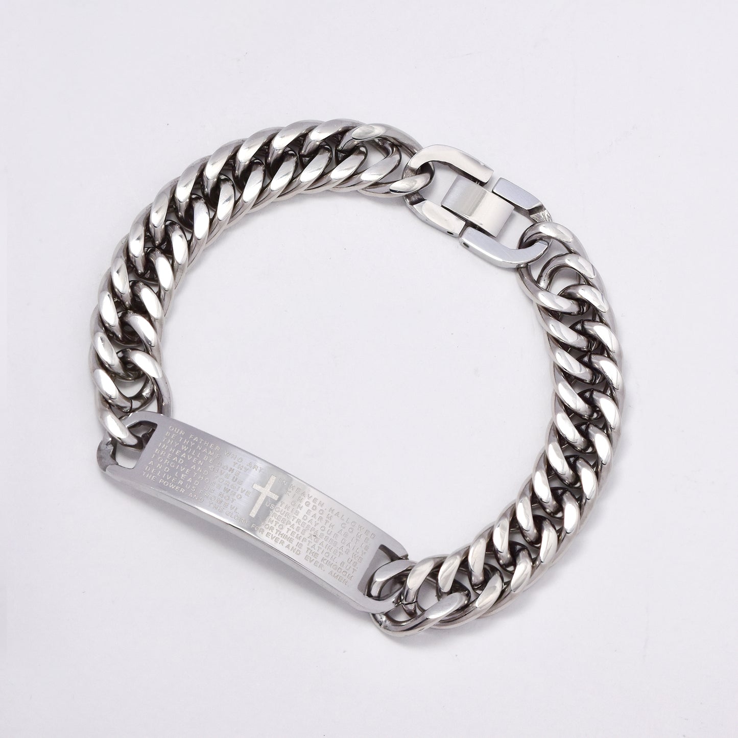 SSMB2966 - Steel 22.5 x 11mm Lord's Prayer ID curb bracelet