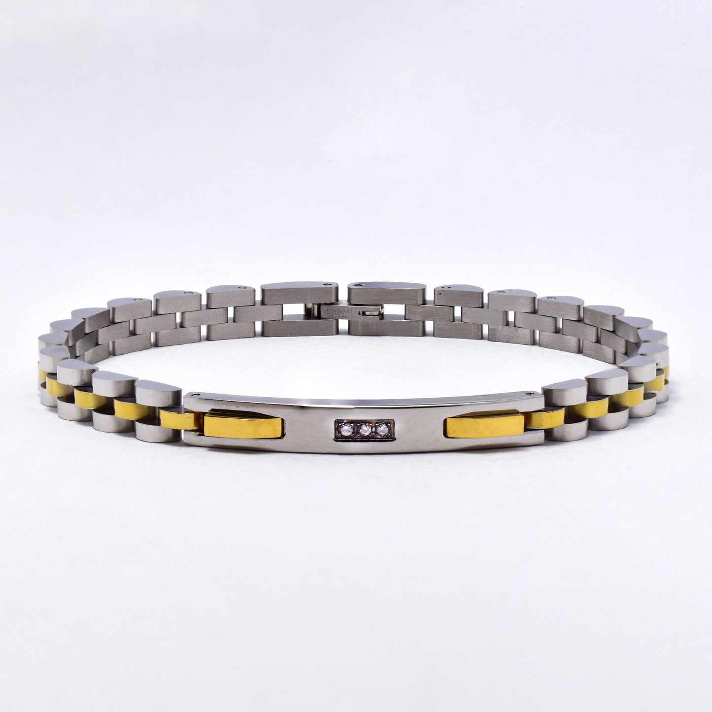 SSMB3009 - Steel 21.5cm x 6mm CZ ID bracelet