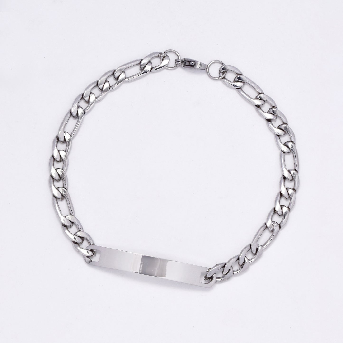 SSMB3017 - Steel 21cm x 6mm figaro link ID bracelet