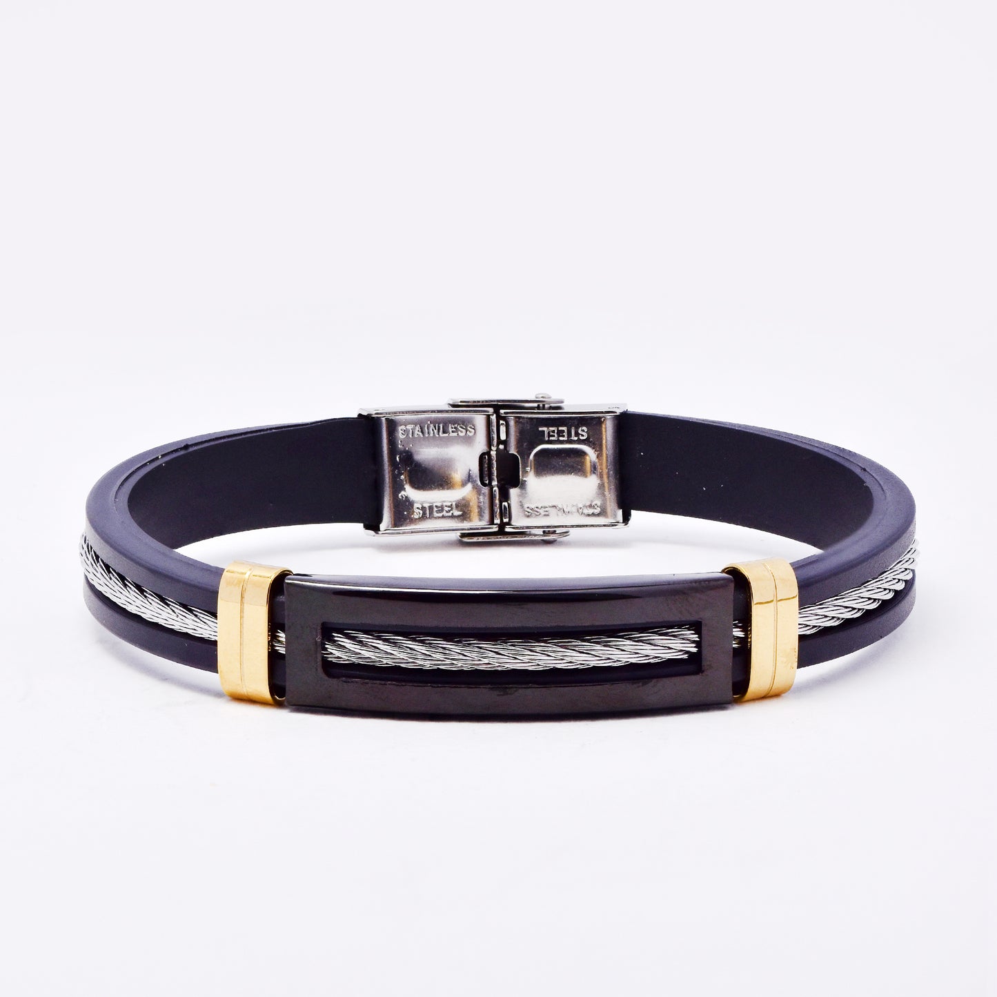 SSMB3199 - Steel 62mm x 9mm cable detail bracelet