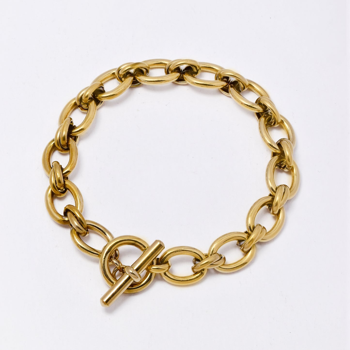 SSMB3239 - Steel 19cm x 9mm oval link bracelet with toggle closure
