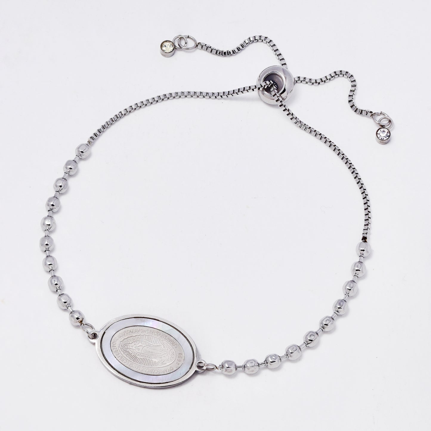 SSMB3242 - Steel 3mm wide Miraculous Medal adjustable bracelet