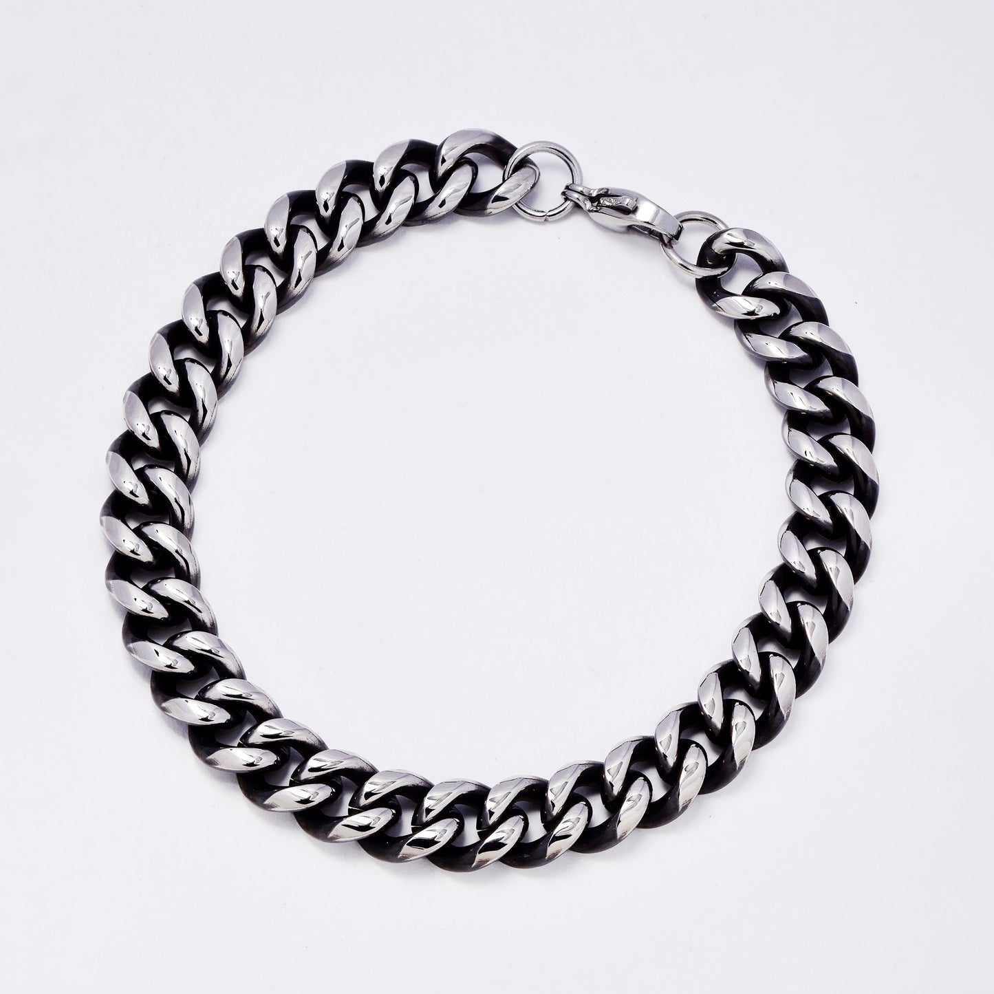 SSMB3289 - Steel 21cm x 9mm chunky oxidized curb bracelet