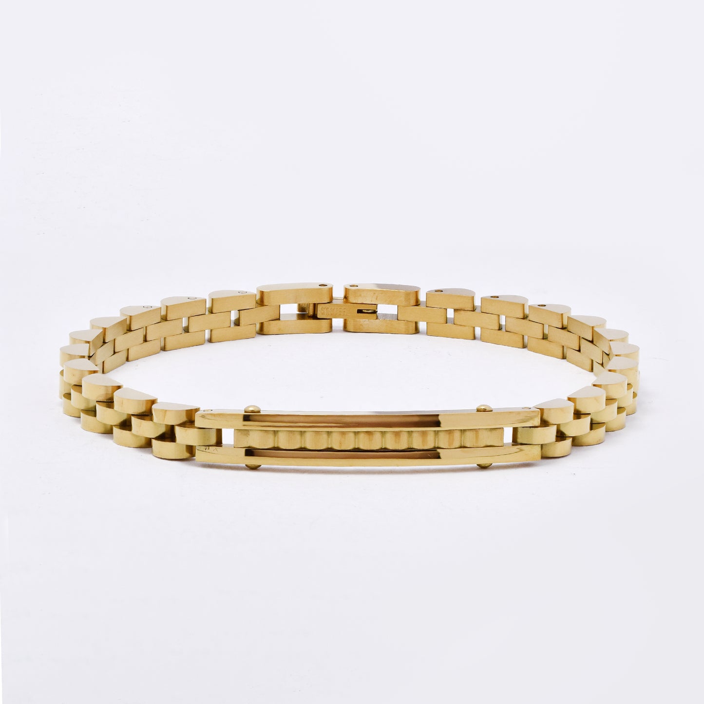 SSMB3328 - Steel 22cm x 6mm wavy center watchstrap ID bracelet