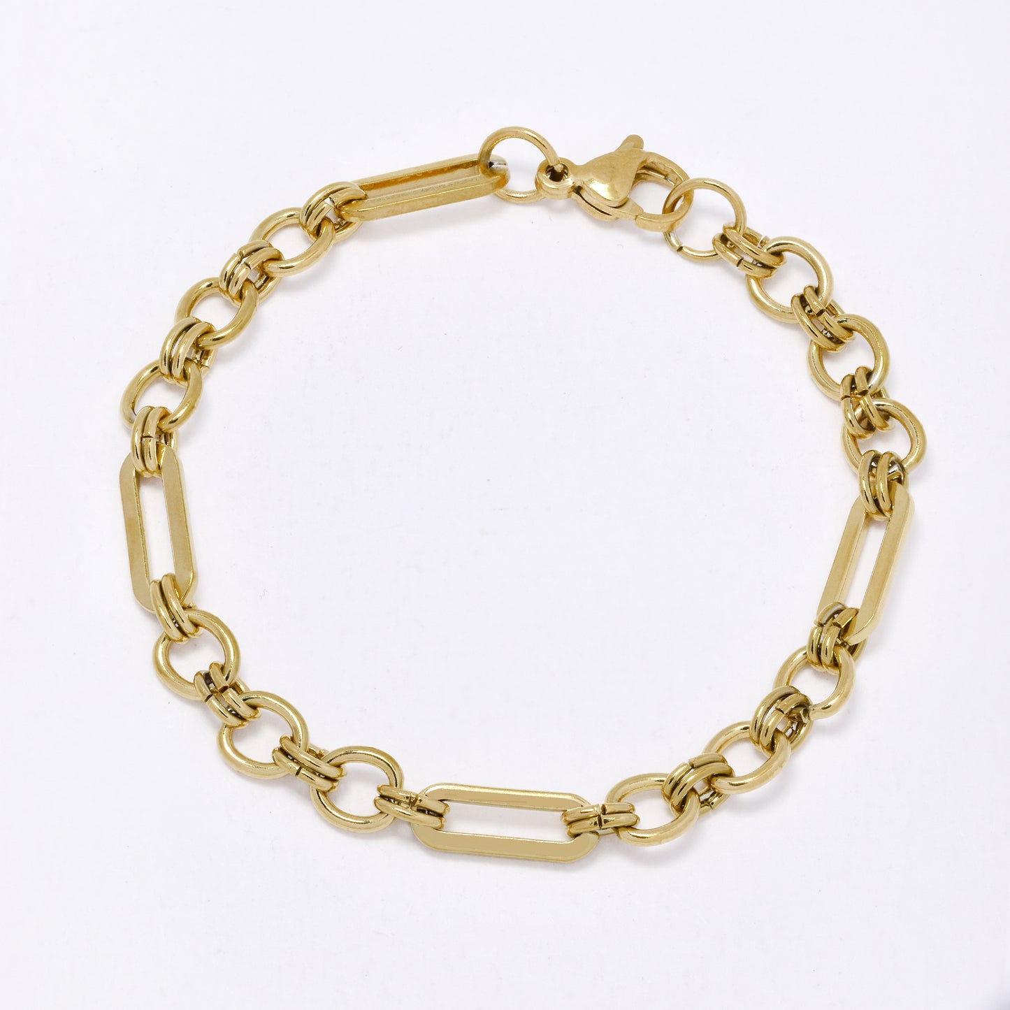 SSMB3452 - Steel 18cm x 5.5mm paperclip & 6.5mm anchor link bracelet