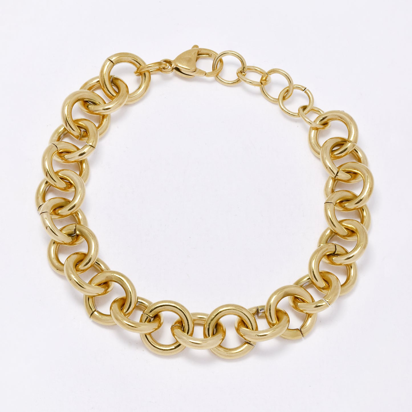 SSMB3454 - Steel 18.5cm + 3cm x 11.5mm round link bracelet