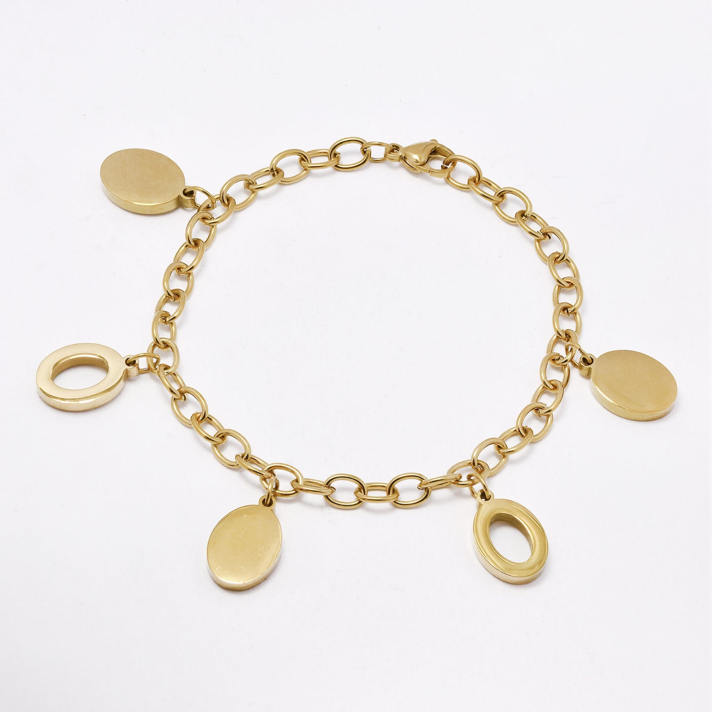 SSMB3466 - Steel 22cm x 7mm bold oval charm bracelet