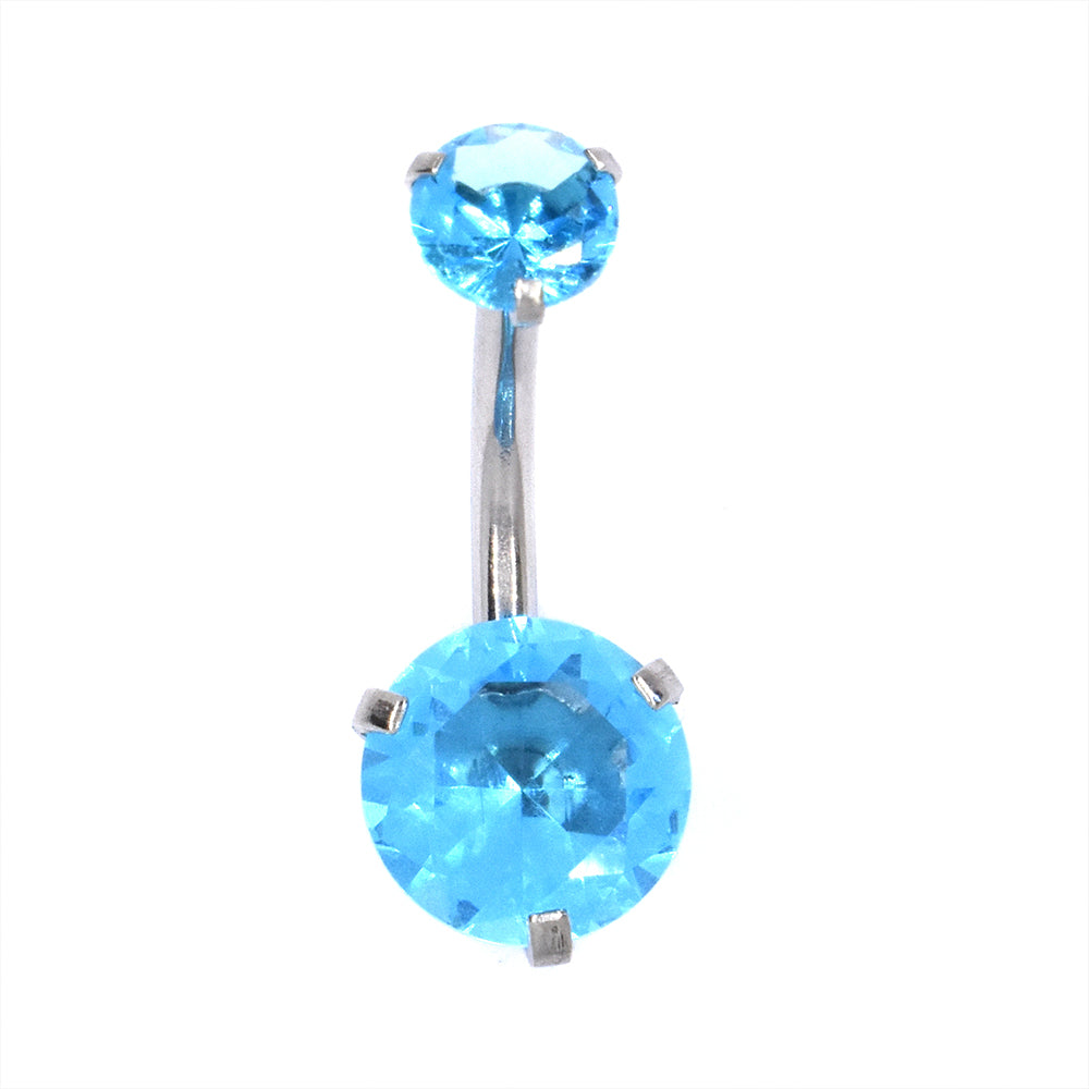 Stainless steel double cubic zirconia belly ring - SSMBJ2017
