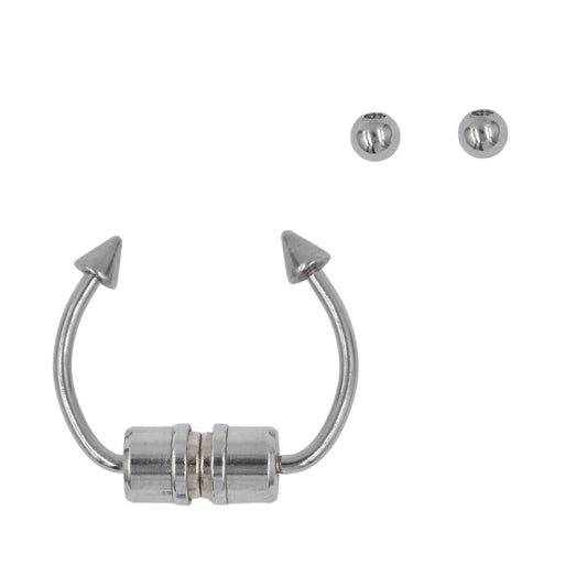Stainless steel faux septum piercing with interchangeable end closure