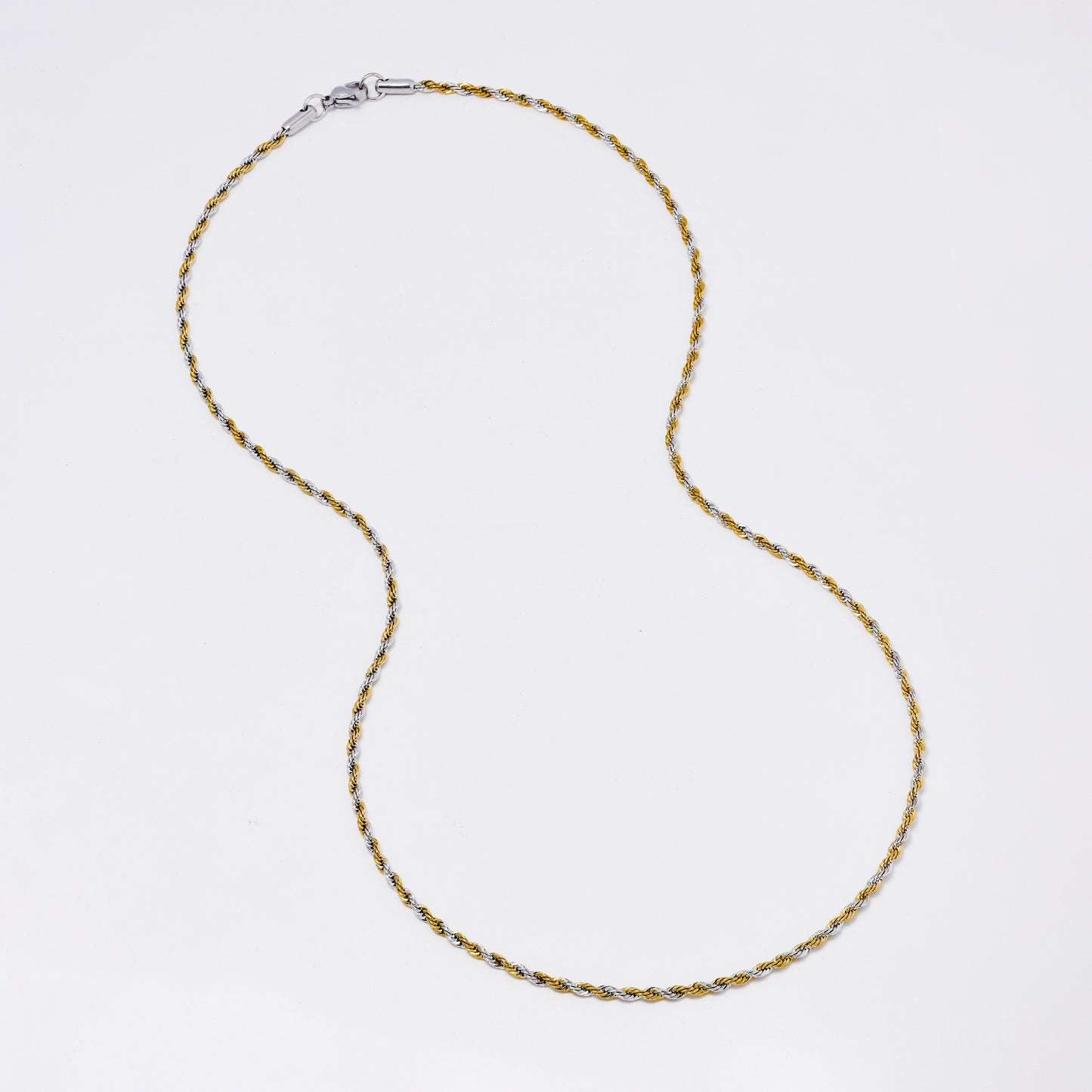 SSMN3366 - Steel 55cm x 2.5mm two-toned rope chain necklace