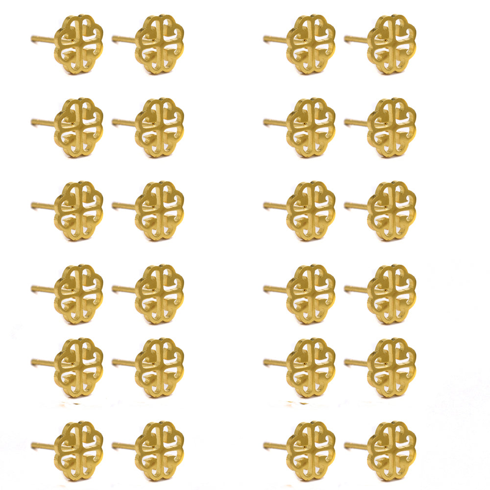 12 Pack stainless steel gold cutout heart petal flower stud - SSME1050-1