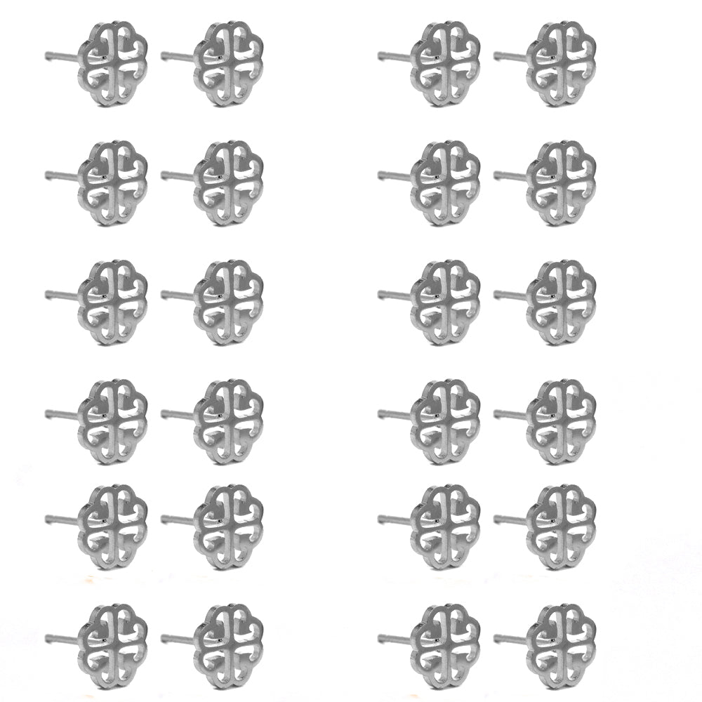 12 Pack stainless steel gold cutout heart petal flower stud - SSME1050-1