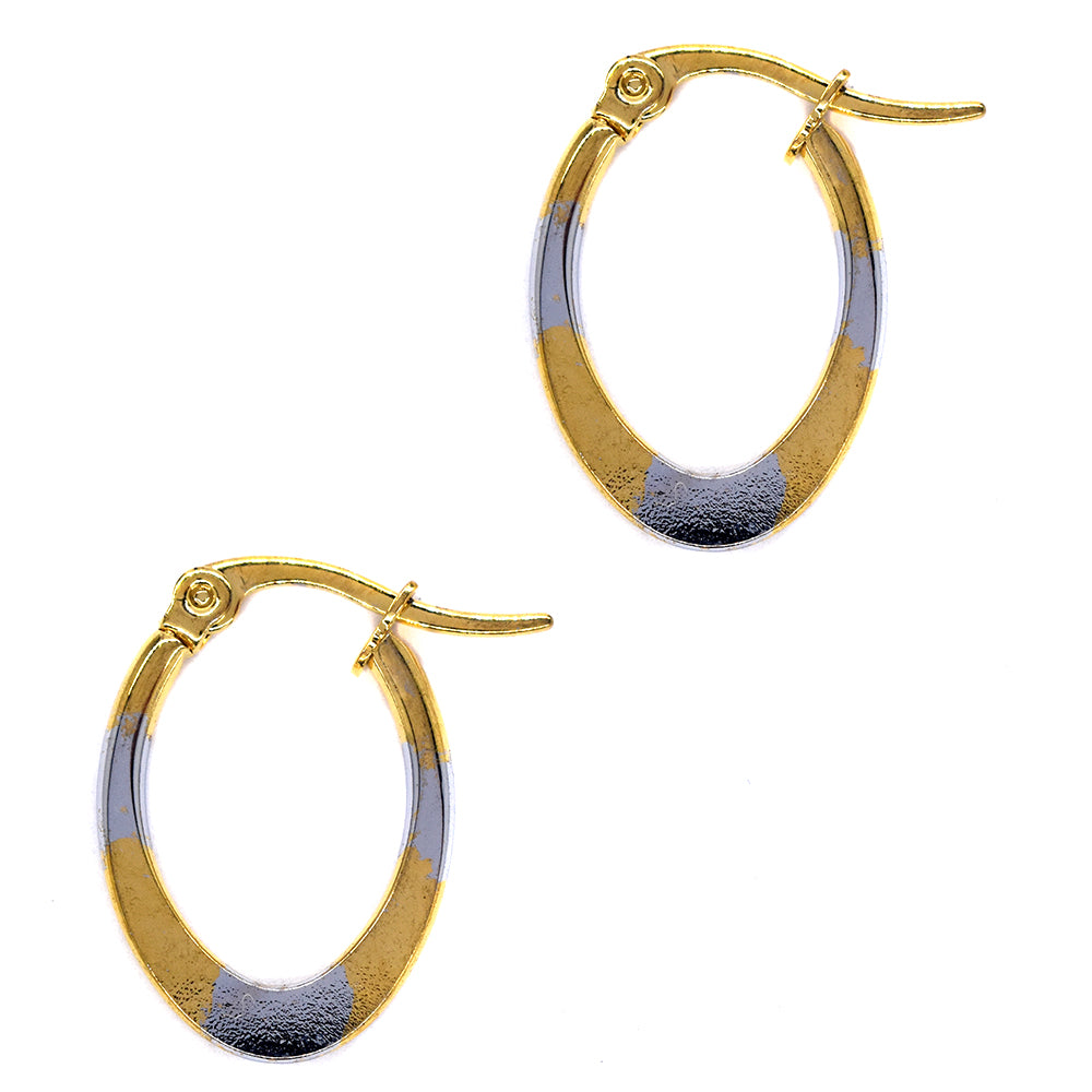 two-toned stainless steel flat oval hoop - SSME2104