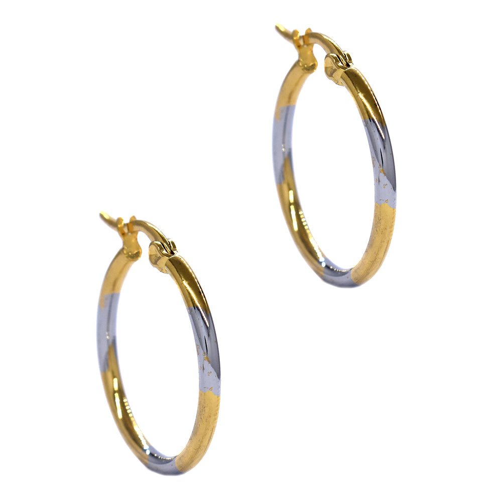 2 Tone stainless steel 23mm hoop - SSME2106