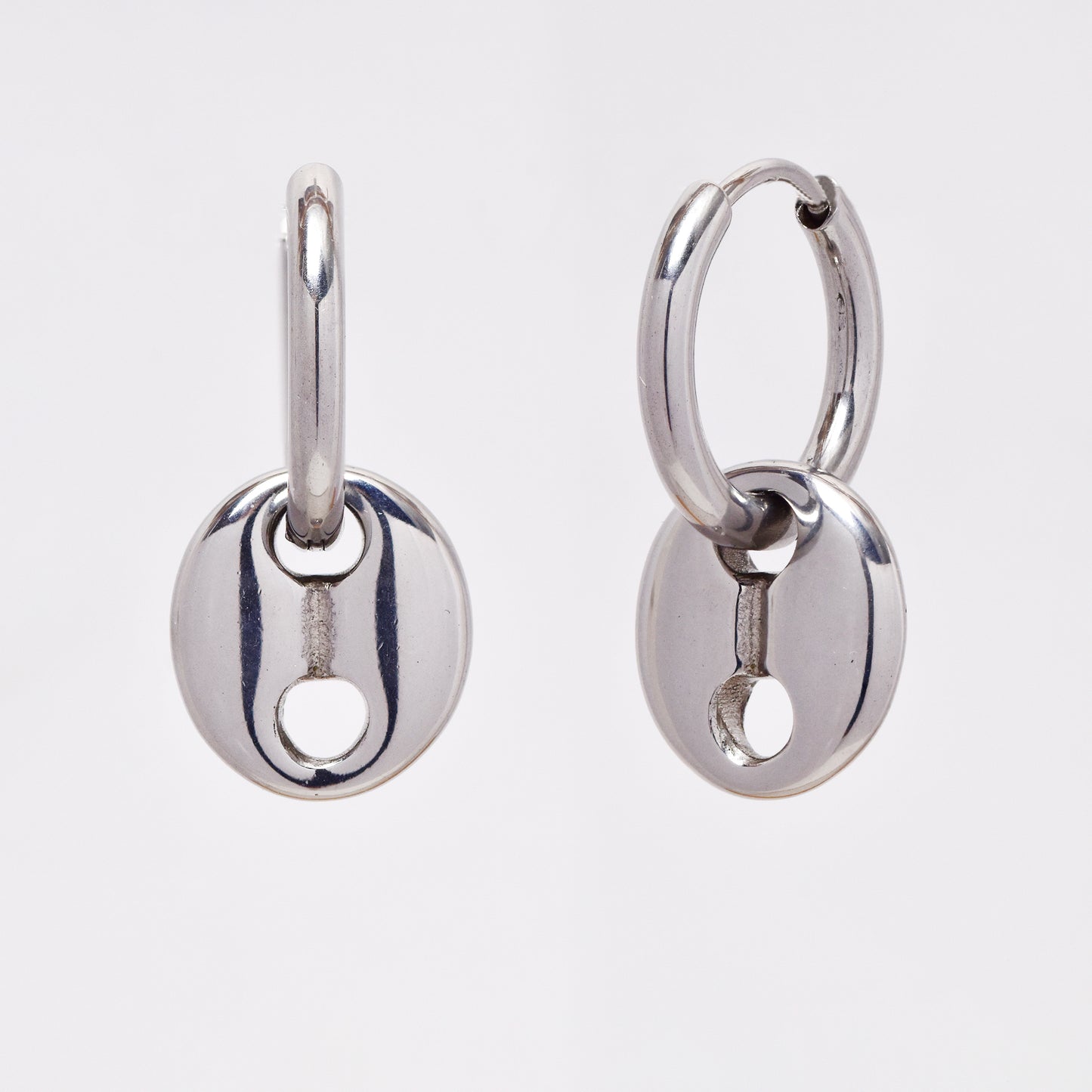 SSME3105 - Steel 14mm x 2mm hoop with coffee bean charm