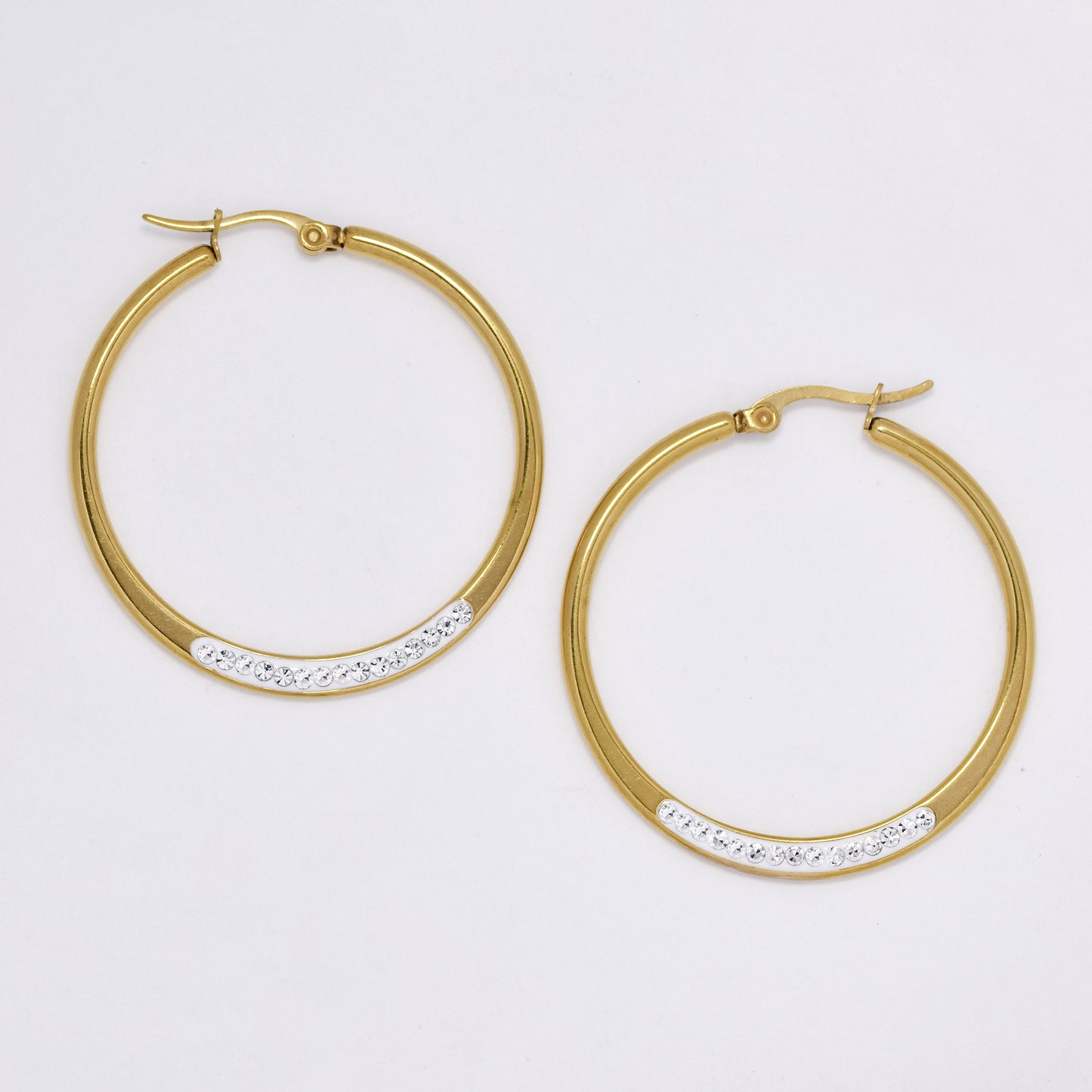 SSME3110 - Steel 40mm x 2.5mm crystal hinged hoops
