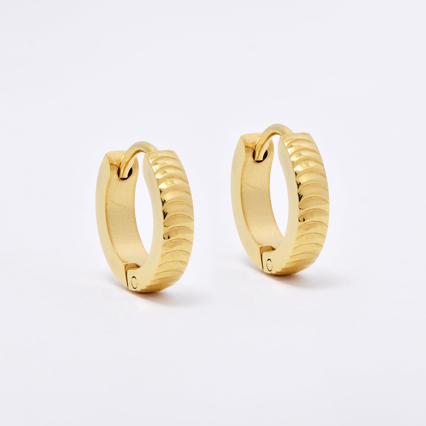 SSME3141 - Steel 13mm x 3mm curved line huggie earrings