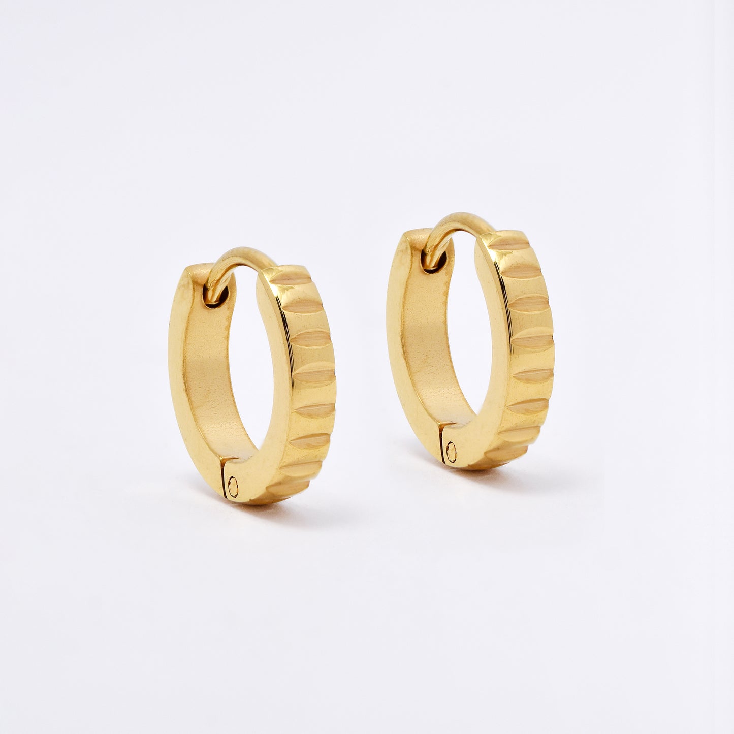 SSME3142 - Steel 13mm x 2.5mm sliced huggie earrings