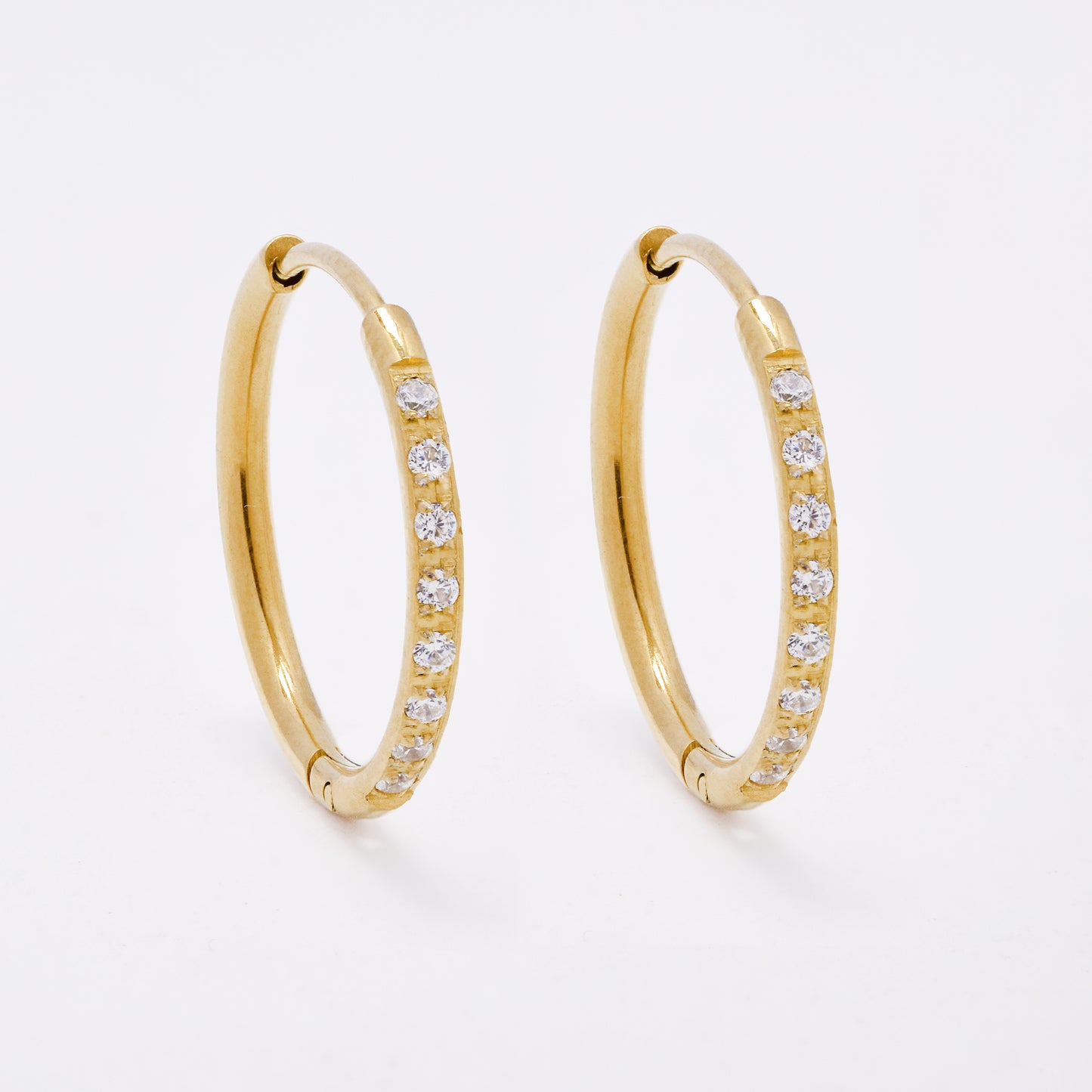 SSME3249 - Steel 17mm x 1.5mm CZ hoop earring