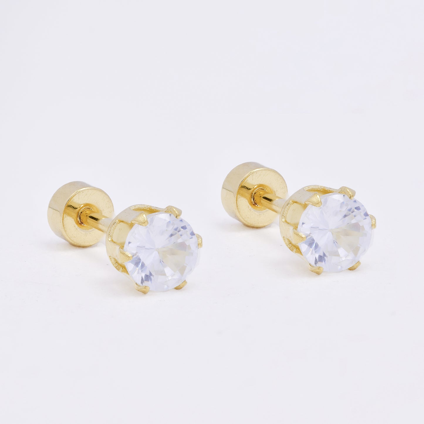 SSME3468 - Steel 12-pack 3, 4 & 5mm round CZ stud earring with flat back closure