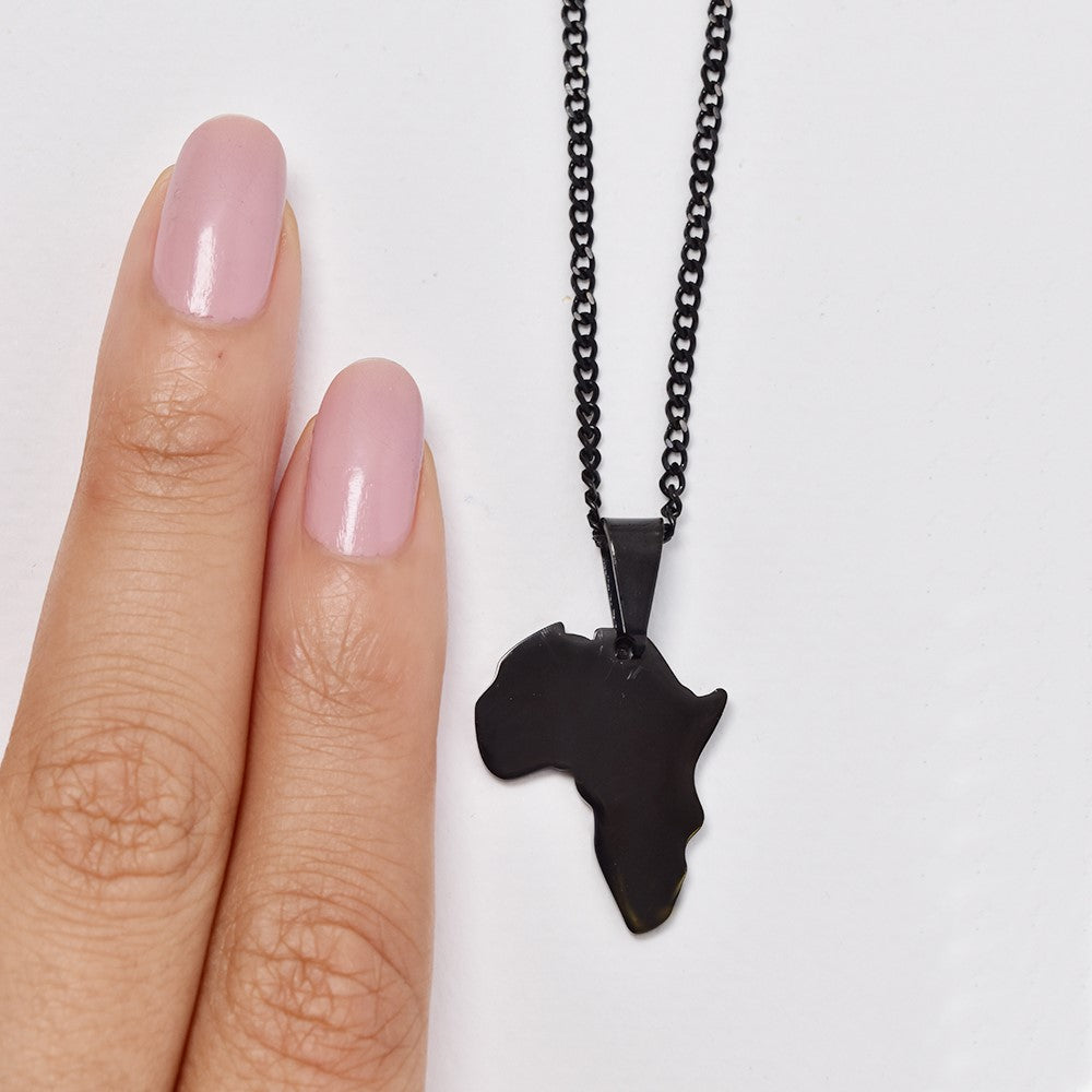 Stainless steel Africa pendant on chain - SSMN1049