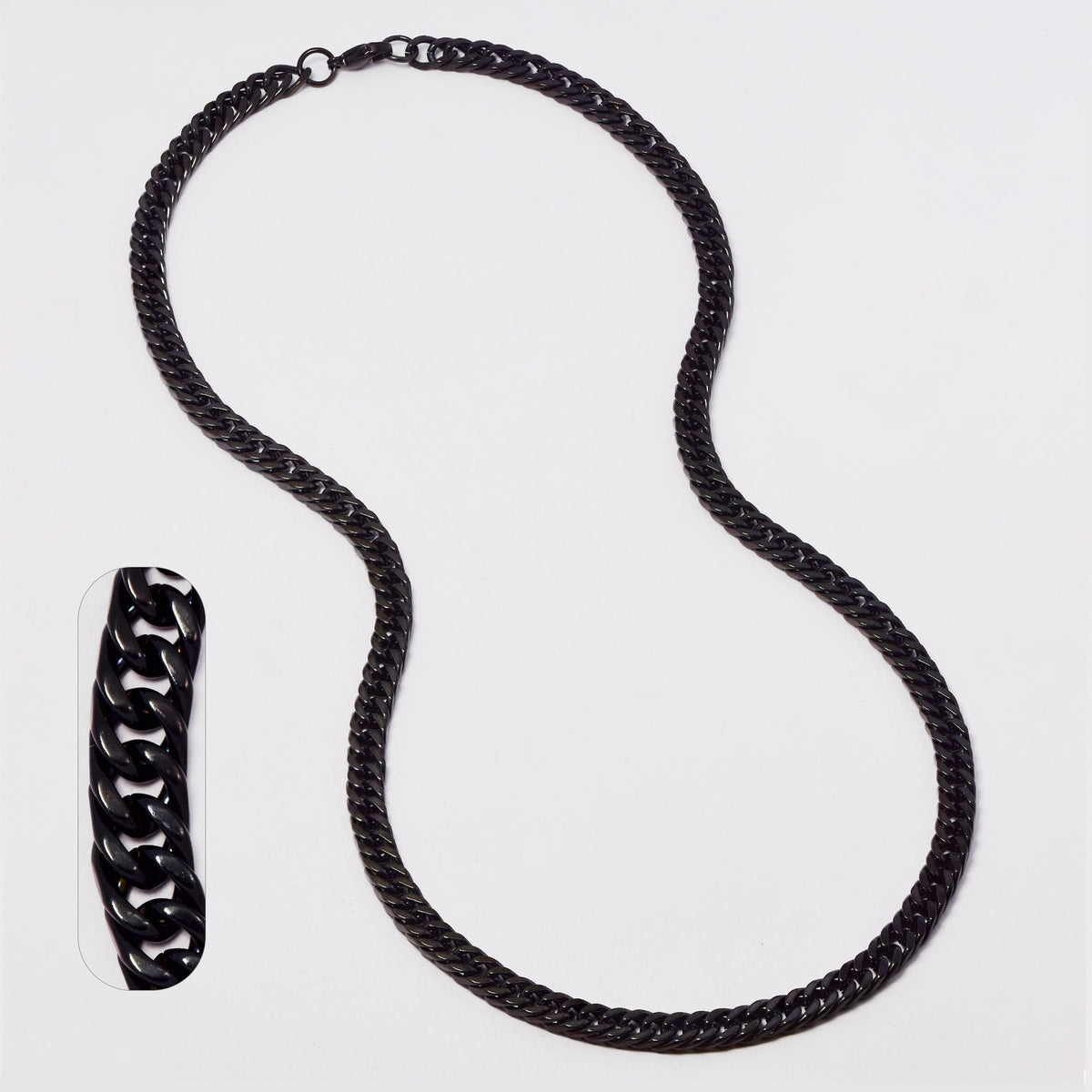 Stainless Steel black curb 8mm x 60cm chain - SSMN2019