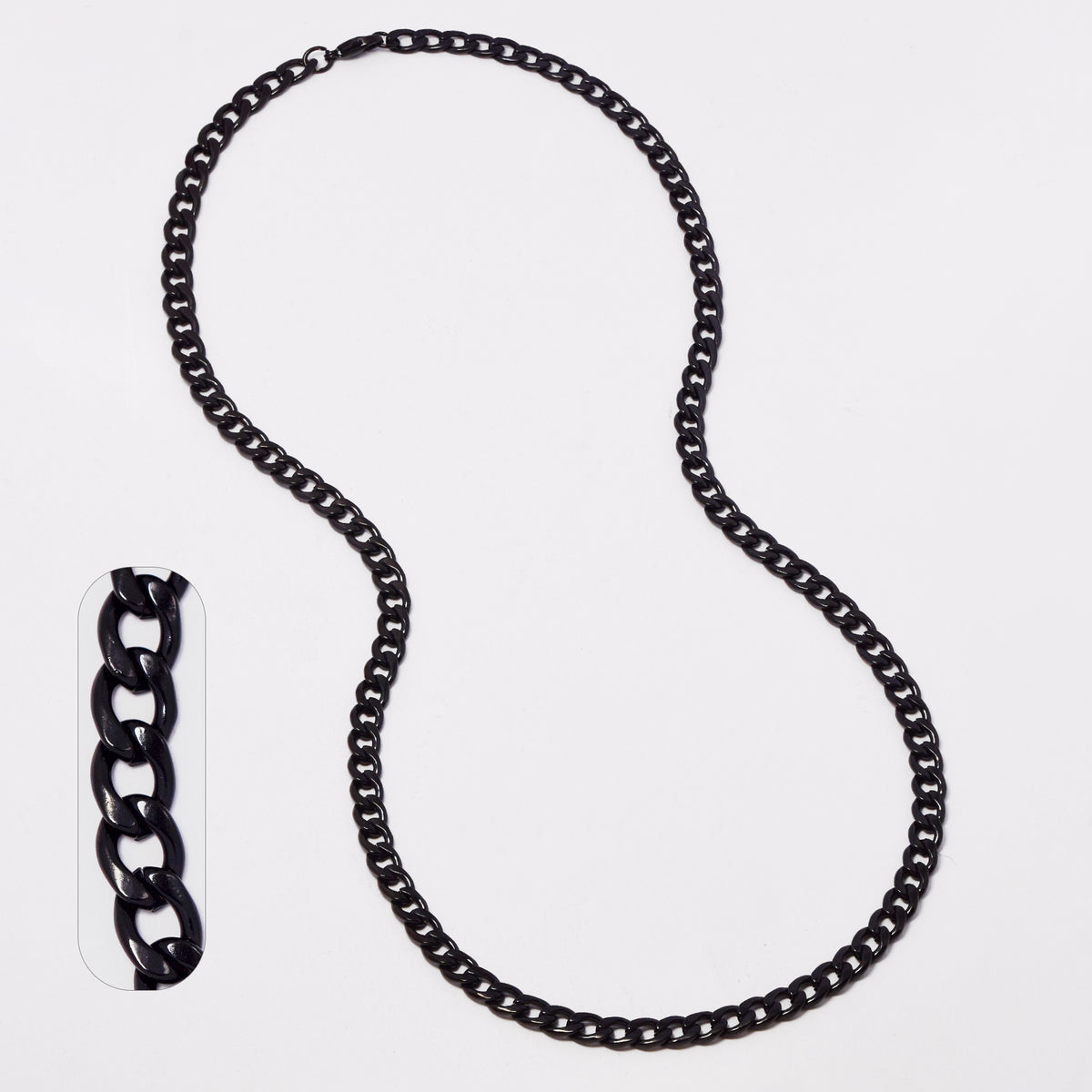 Stainless Steel black curb 6mm x 60cm chain - SSMN2021