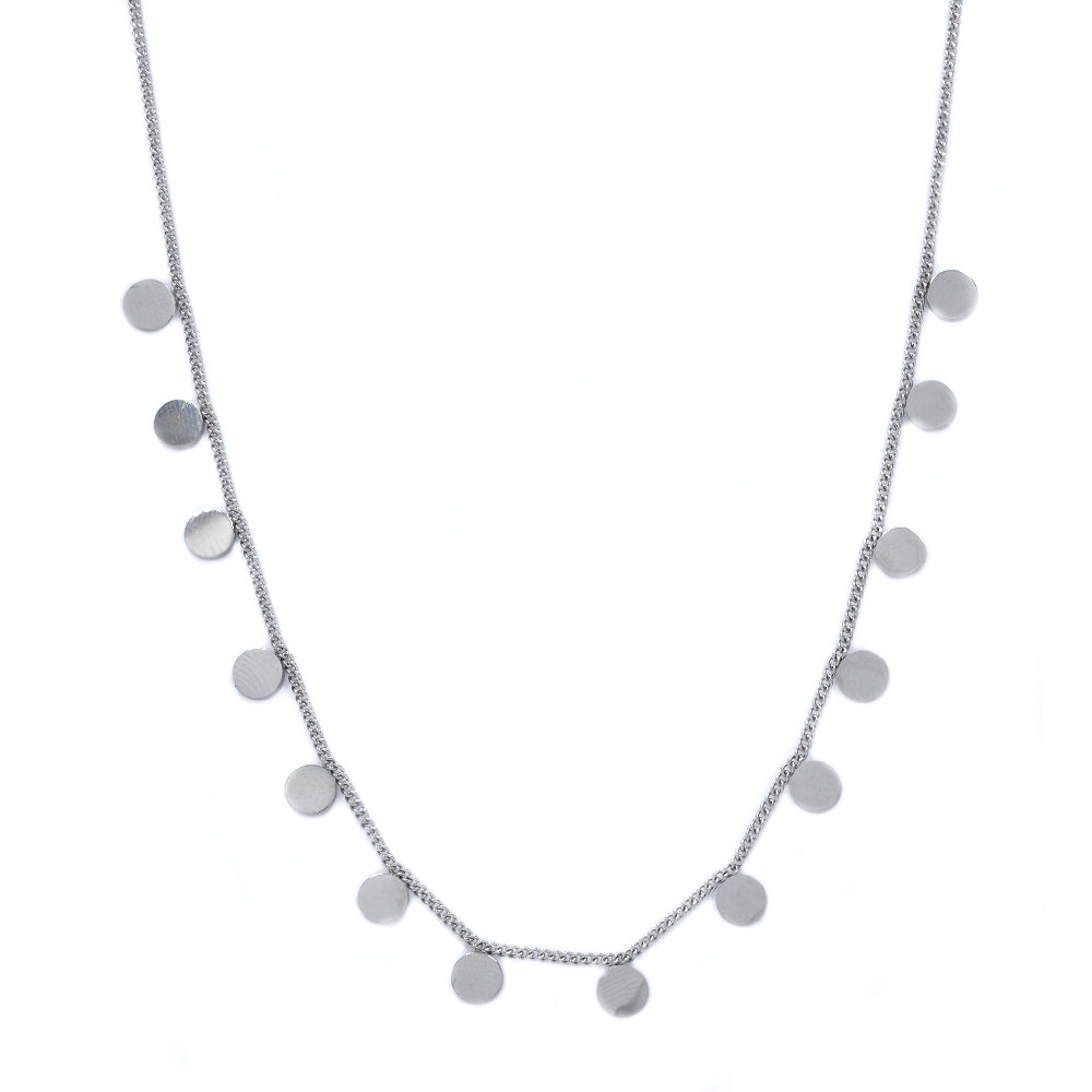 Stainless steel round disk choker necklace - 40cm + 5cm extension