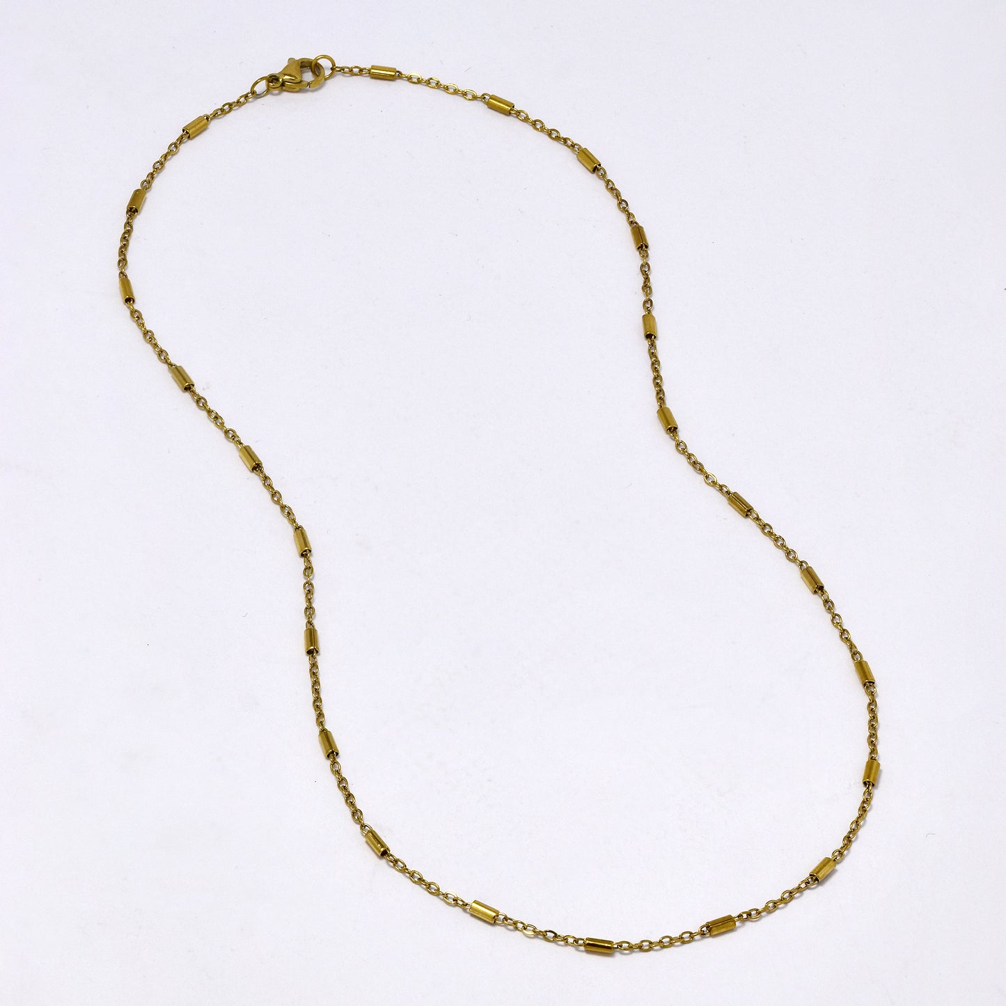 SSMN3025 - Steel 2 pack 45cm gold cylinder bead necklace necklace