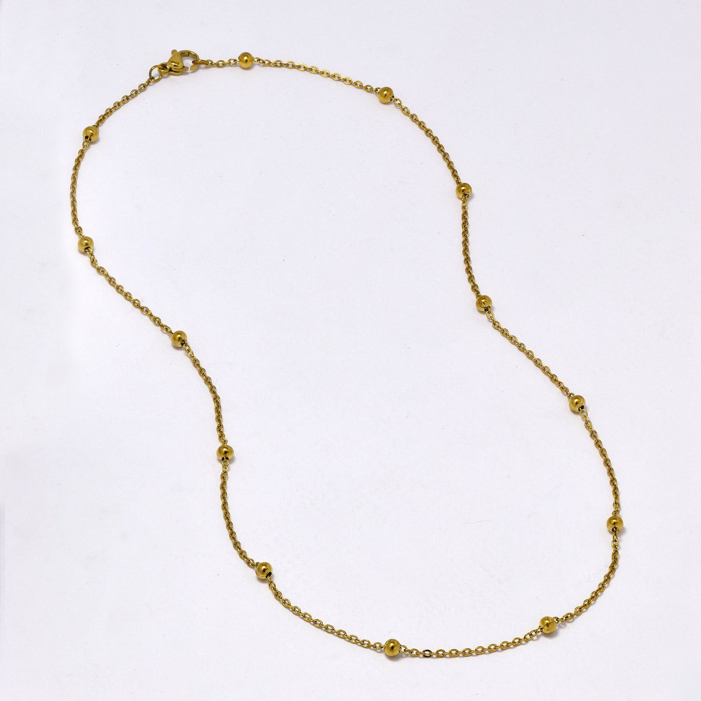 SSMN3026 - Steel 2 pack 45cm gold bead necklace