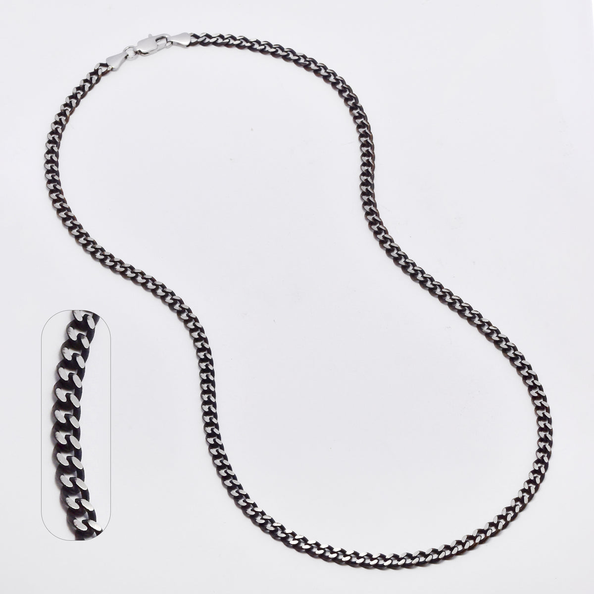 SSMN3106 - Steel 52cm x 4mm oxidised flat curb chain
