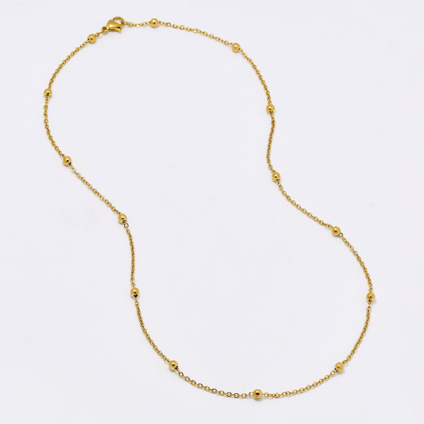 SSMN3136 - Steel 2 pack 45cm x 2mm beaded necklace
