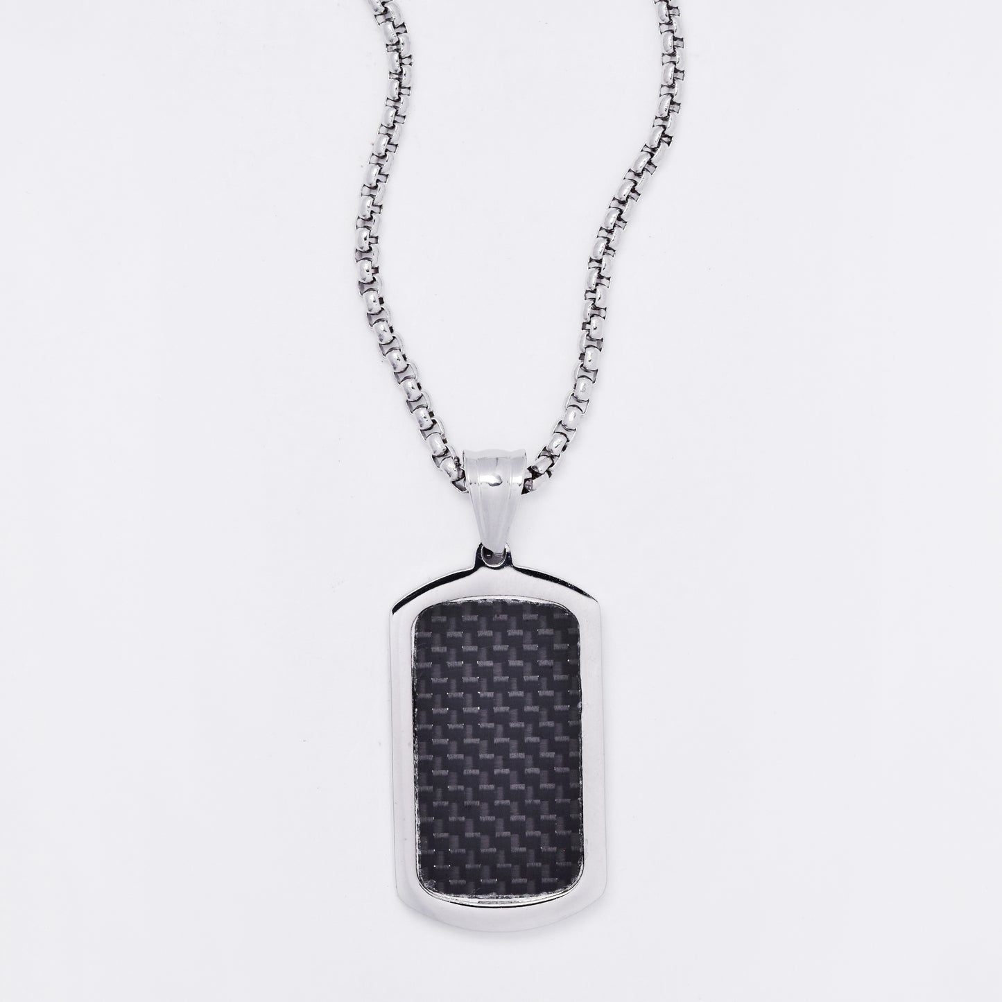 SSMN3202 - Steel 53cm x 2mm carbon disk necklace