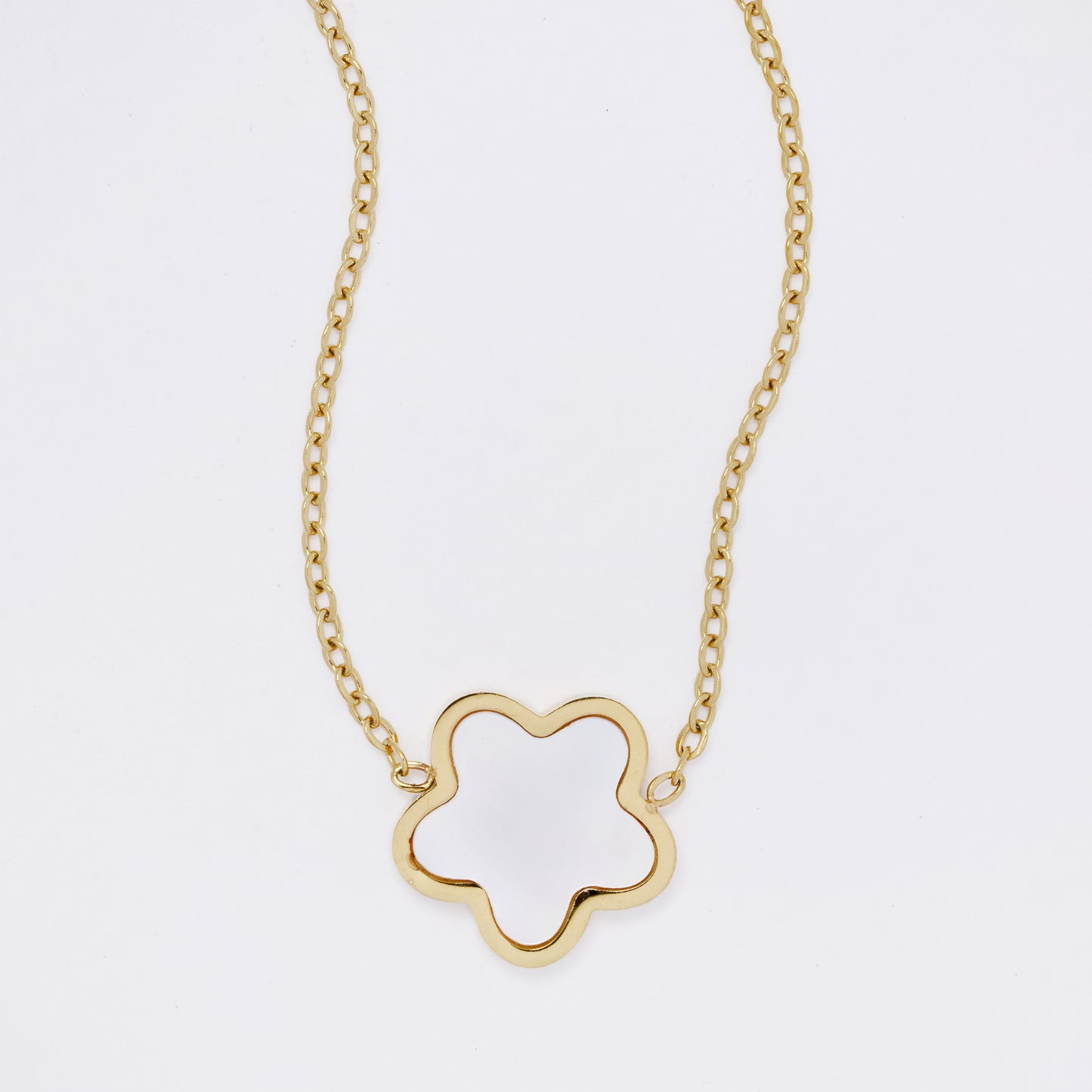 SSMN3204 - Steel 41cm + 5cm flower necklace