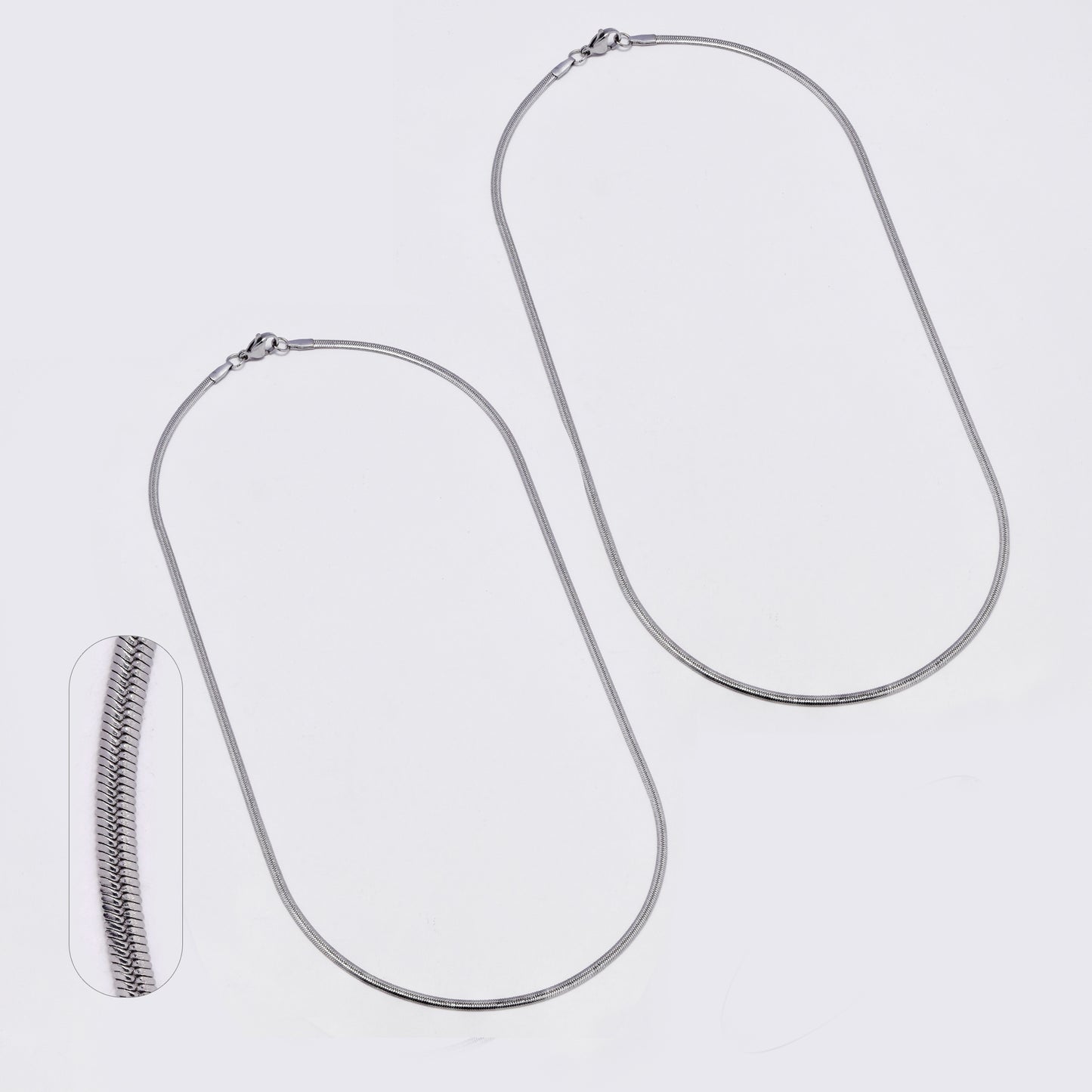 SSMN3393 - Steel 2-Pack 45cm x 2mm herringbone chain necklace